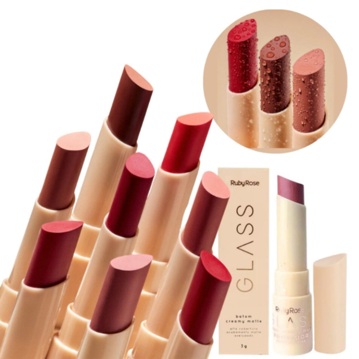 Labial Creamy Matte Glass Ruby Rose HBF567-S