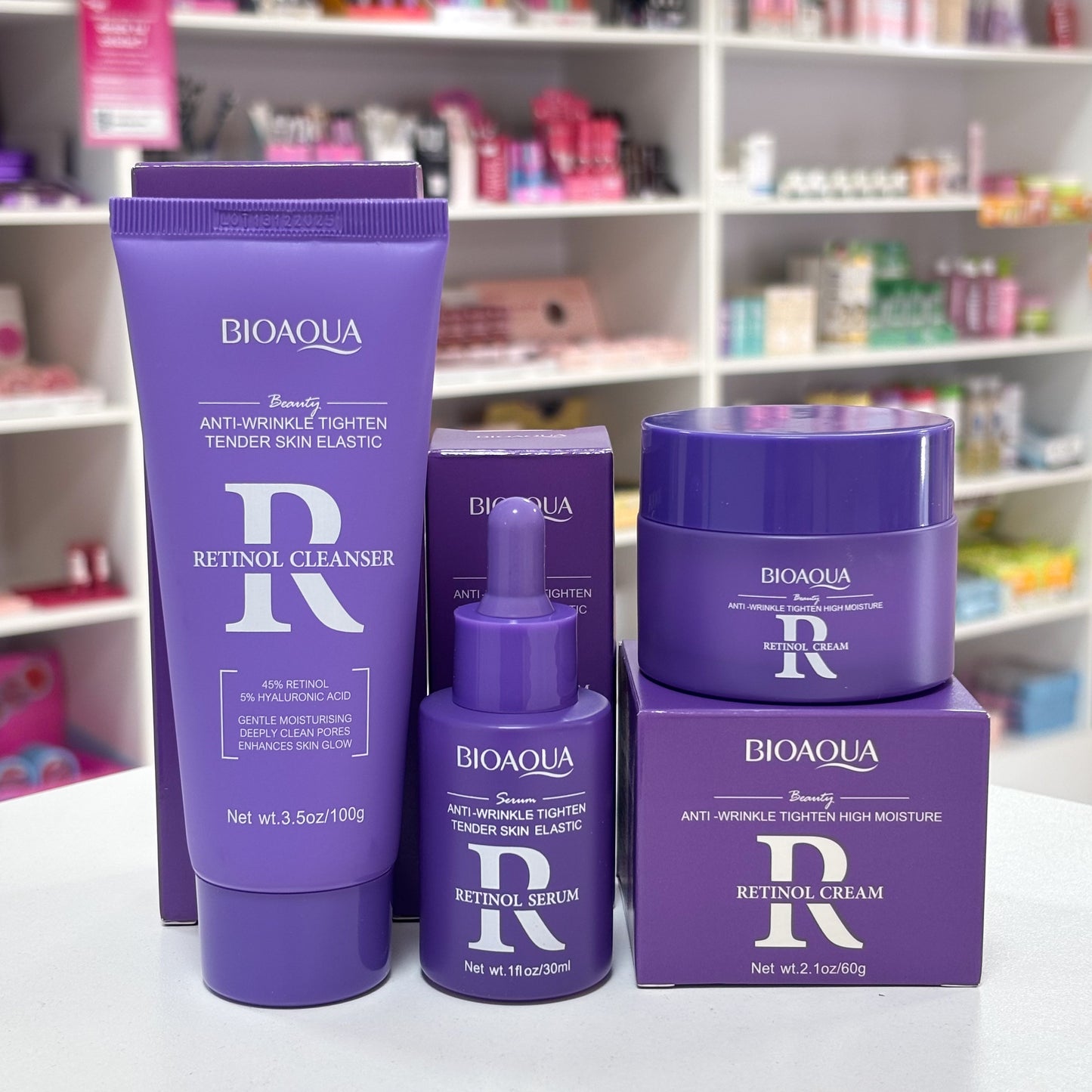 Kit Facial Retinol Bioaqua - Rutina completa para una piel más firme, hidratada y sin arrugas
