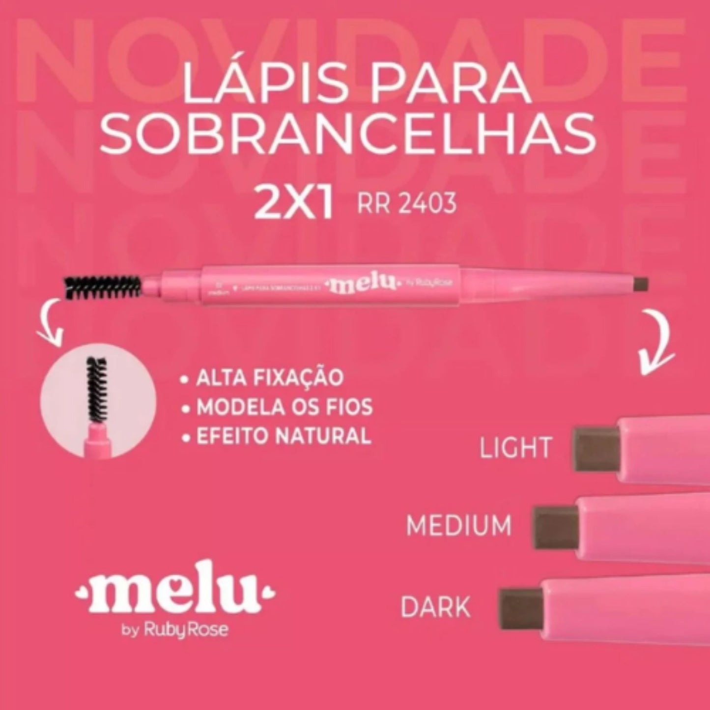 Lápiz para Cejas 2en1 Melu Ruby Rose RR2403