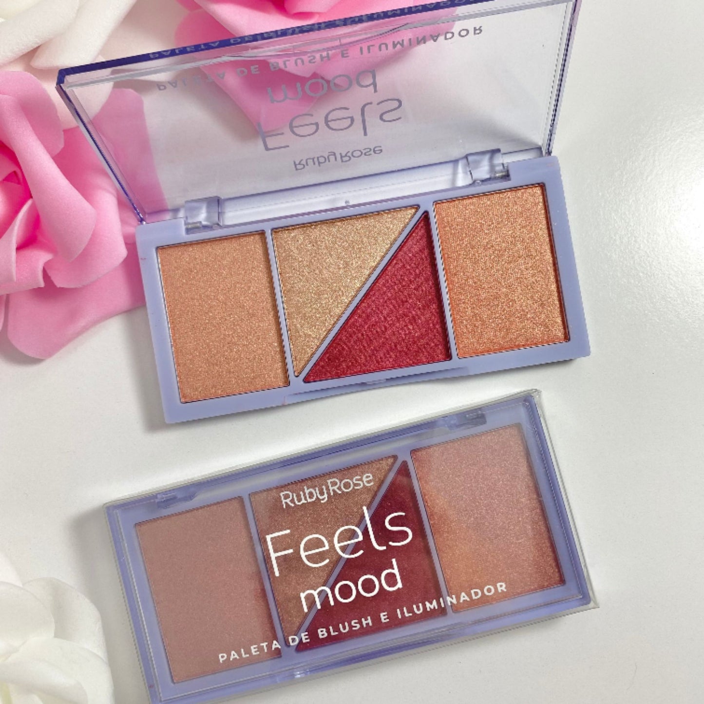 Paleta de Rubor e Iluminador Ruby Rose HB7529-2