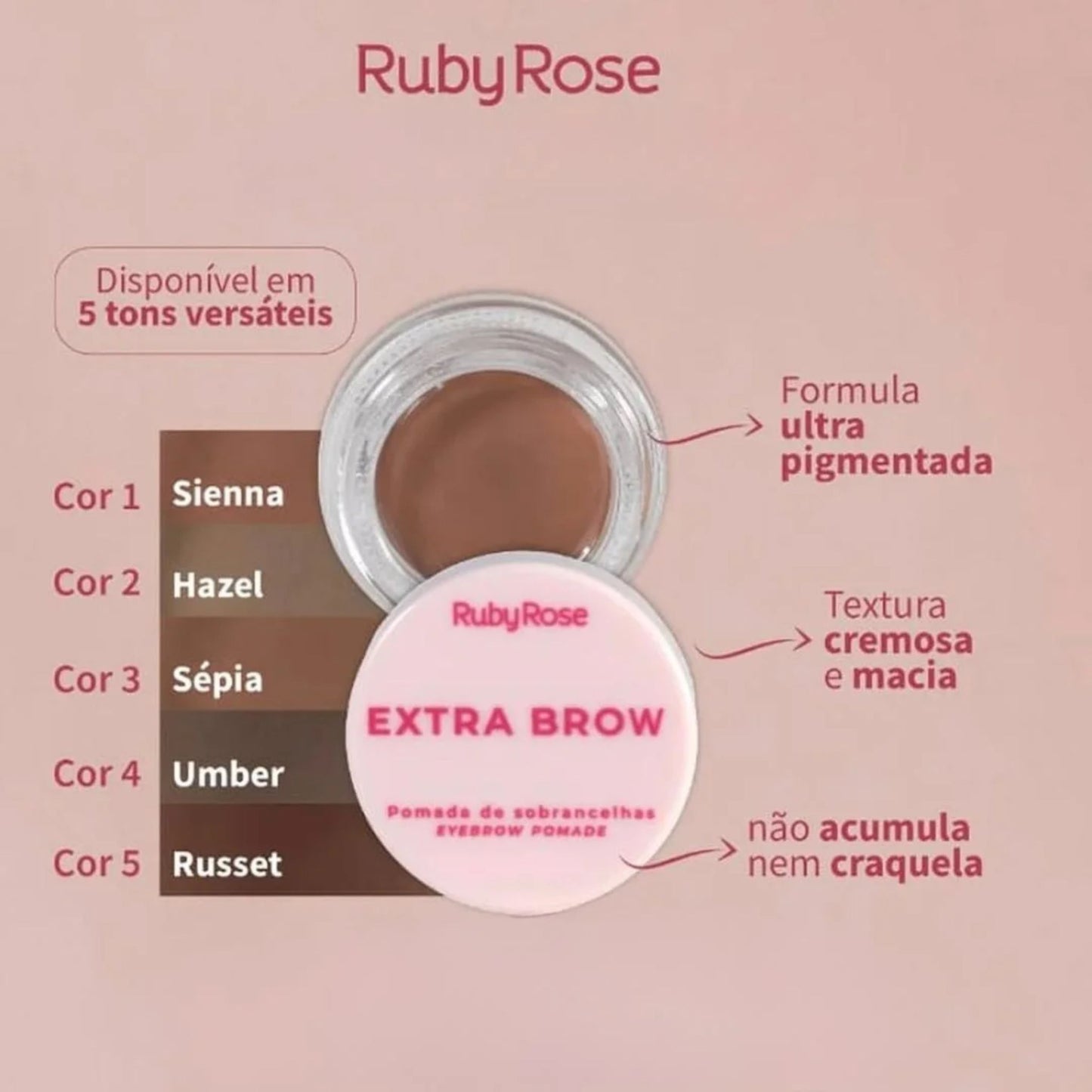 Pomada para Cejas Extra Brow Línea Rosa Ruby Rose HBE2502
