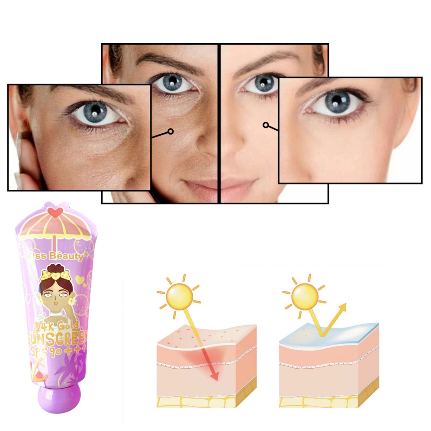 Protector Solar 24K SPF90 Kiss Beauty 68515-03