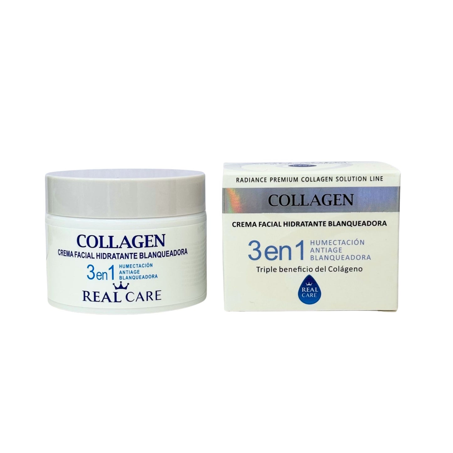 Crema Facial 3 en 1 Hidratante Blanqueadora Collagen Real Care