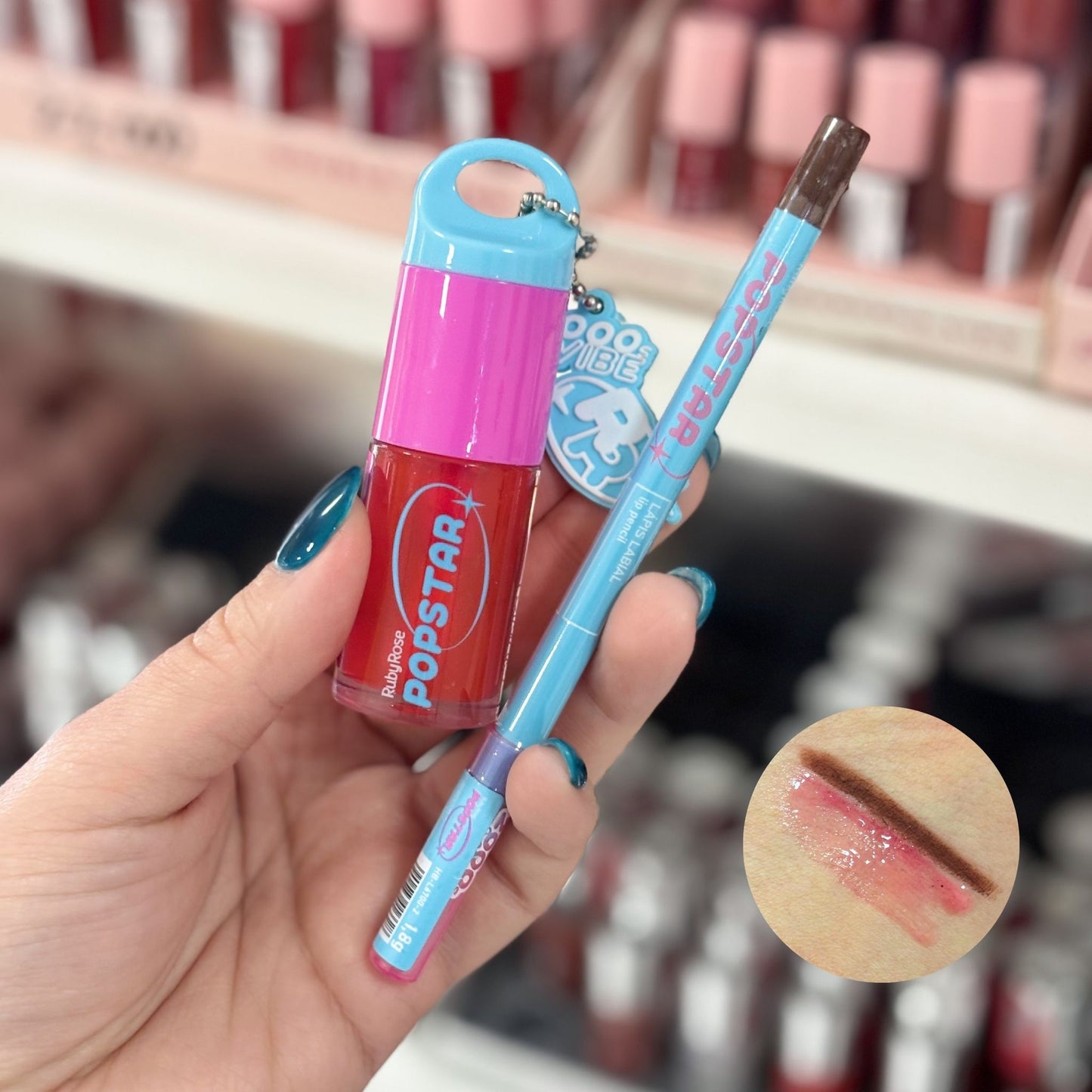 Lip Combo #02 Cherry: 1 Gloss Popstar + 1 Lápiz de Labios Popstar