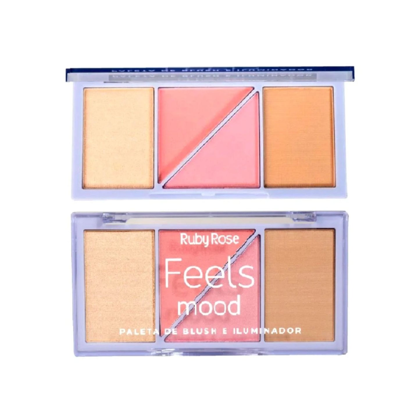 Paleta de Rubor e Iluminador Feels Mood Ruby Rose HB7529-1