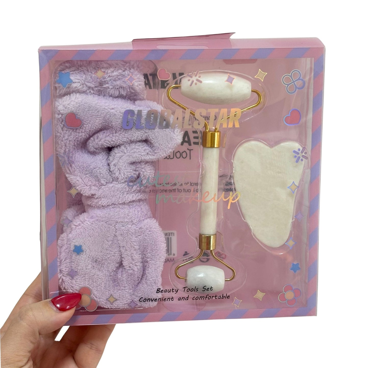 Set de Piedra Guasha, Rodillo Facial & Vincha Globalstar