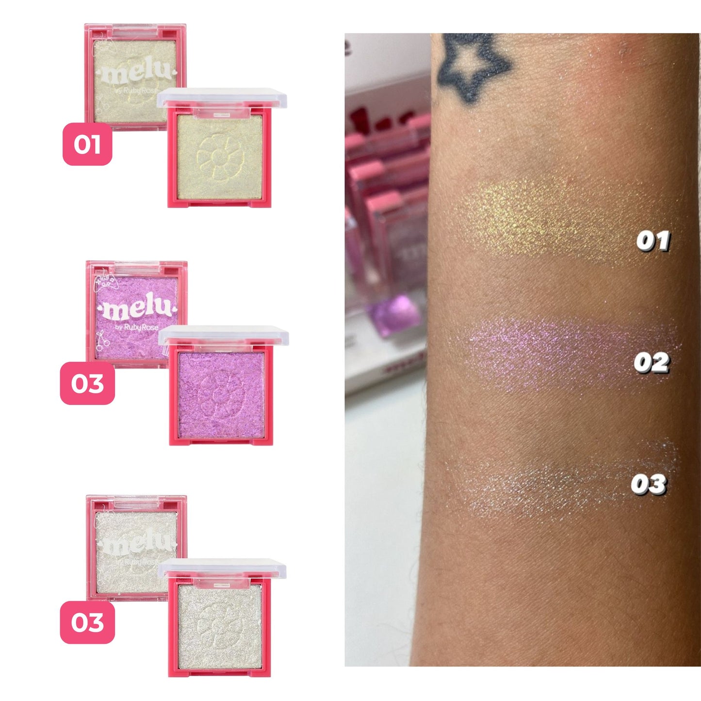 Sombra Iluminador 2en1 Melu Ruby Rose
