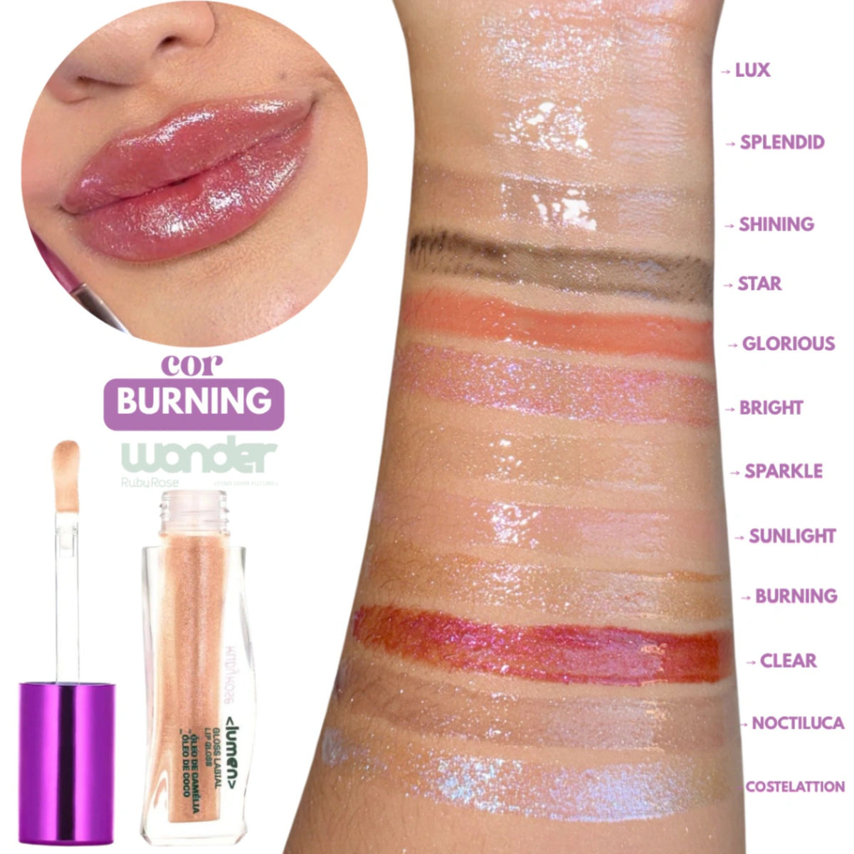 Gloss Labial Lumen Wonder Ruby Rose HBL6414