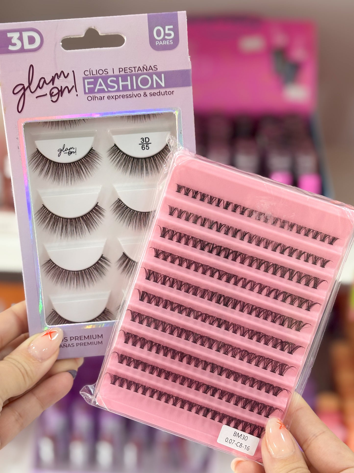 Kit Mirada Impacto –  1 Set Pestañas Cluster + 1 Set Pestañas Glam On