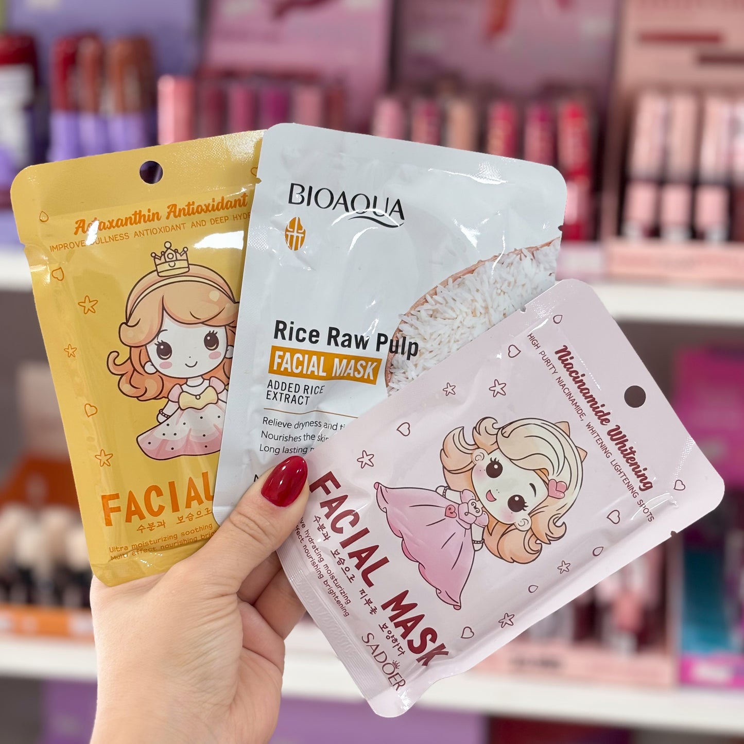 Combo de 3 Mascarillas Faciales #1 - De Arroz, Niacinamida y Antioxidante