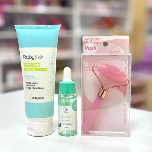 Combo Julio #01: Jabón Facial, Serum Hidratante & Roller Facial