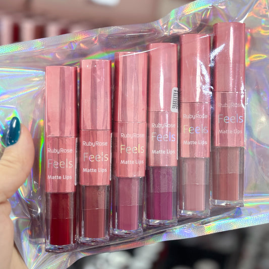 Kit 6 Labiales Duo Matte Feels Ruby Rose