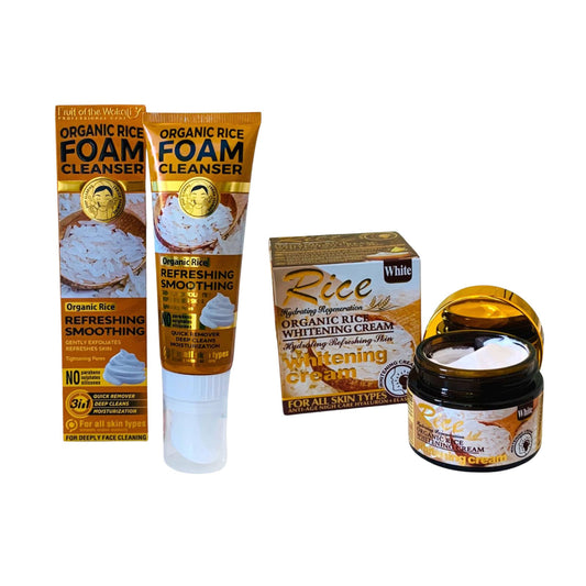 Kit Facial Jabón + Crema Blanqueadora Arroz Orgánico Wokali
