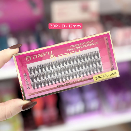 Mini Set Pestañas Cluster DAFU | 30P-D-12mm