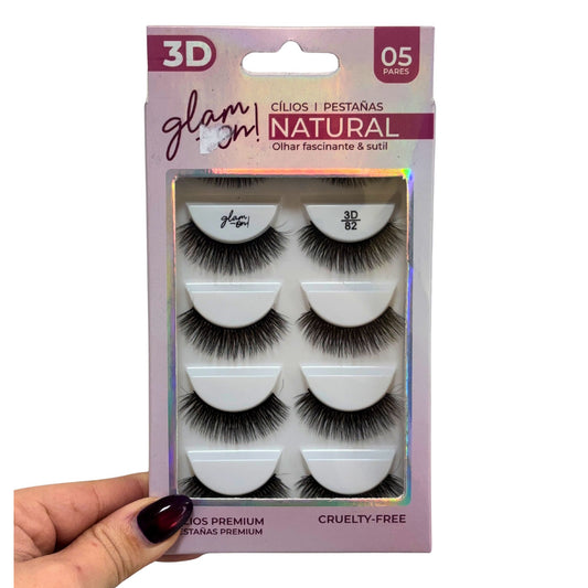 Set Pestañas 3D Glam On Natural 5 pares #82