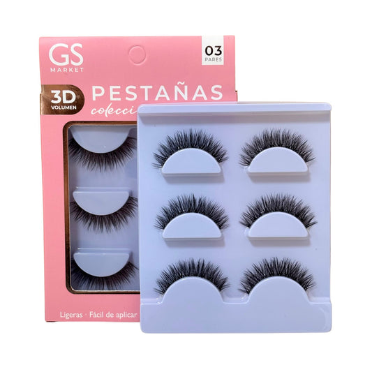 Set Pestañas 3D GD #XS085 3 pares